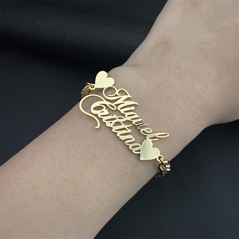 DIY Stainless Steel English Name Bracelet For Women