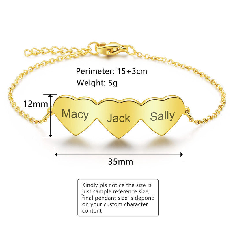 Ladies Glossy Titanium Steel Customizable Name Bracelet