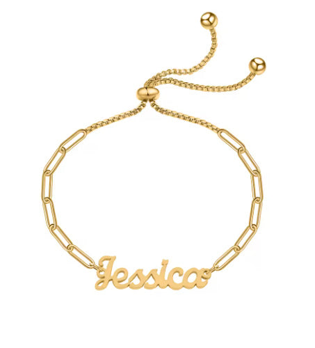 Adjustable Custom Name Bracelet Personalized Paper Clip Name Bracelet