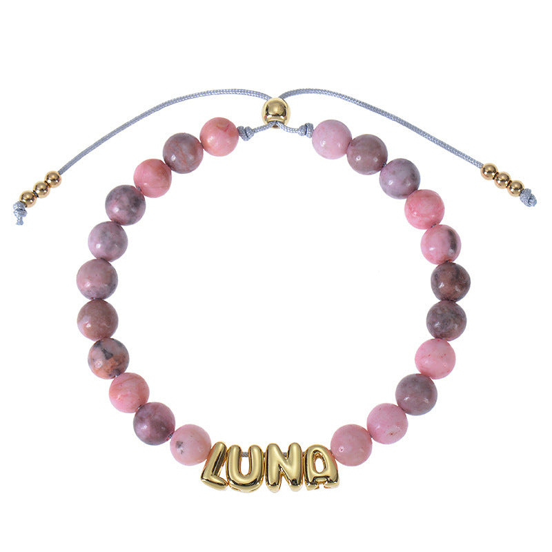 DIY Bubble Letter Bracelet Natural Stone Name Bracelet
