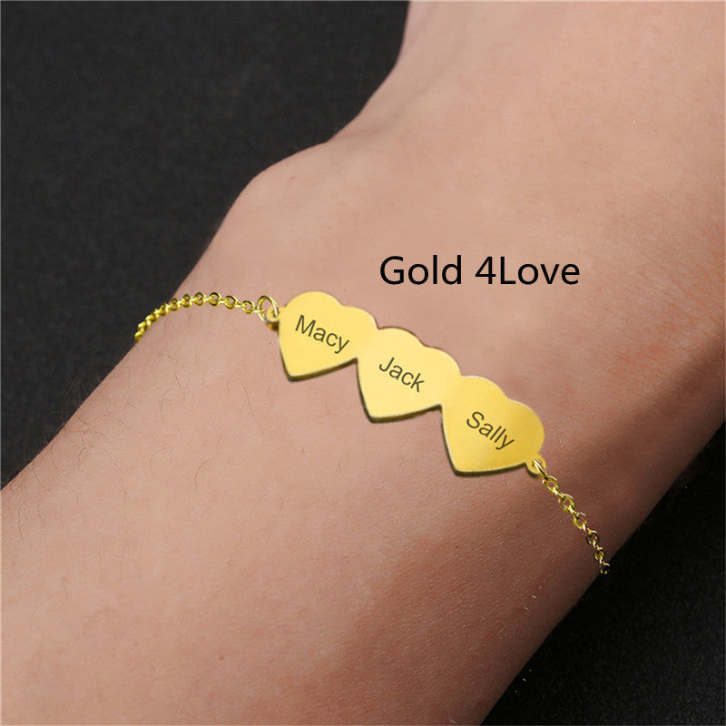 Ladies Glossy Titanium Steel Engraved Name Bracelet