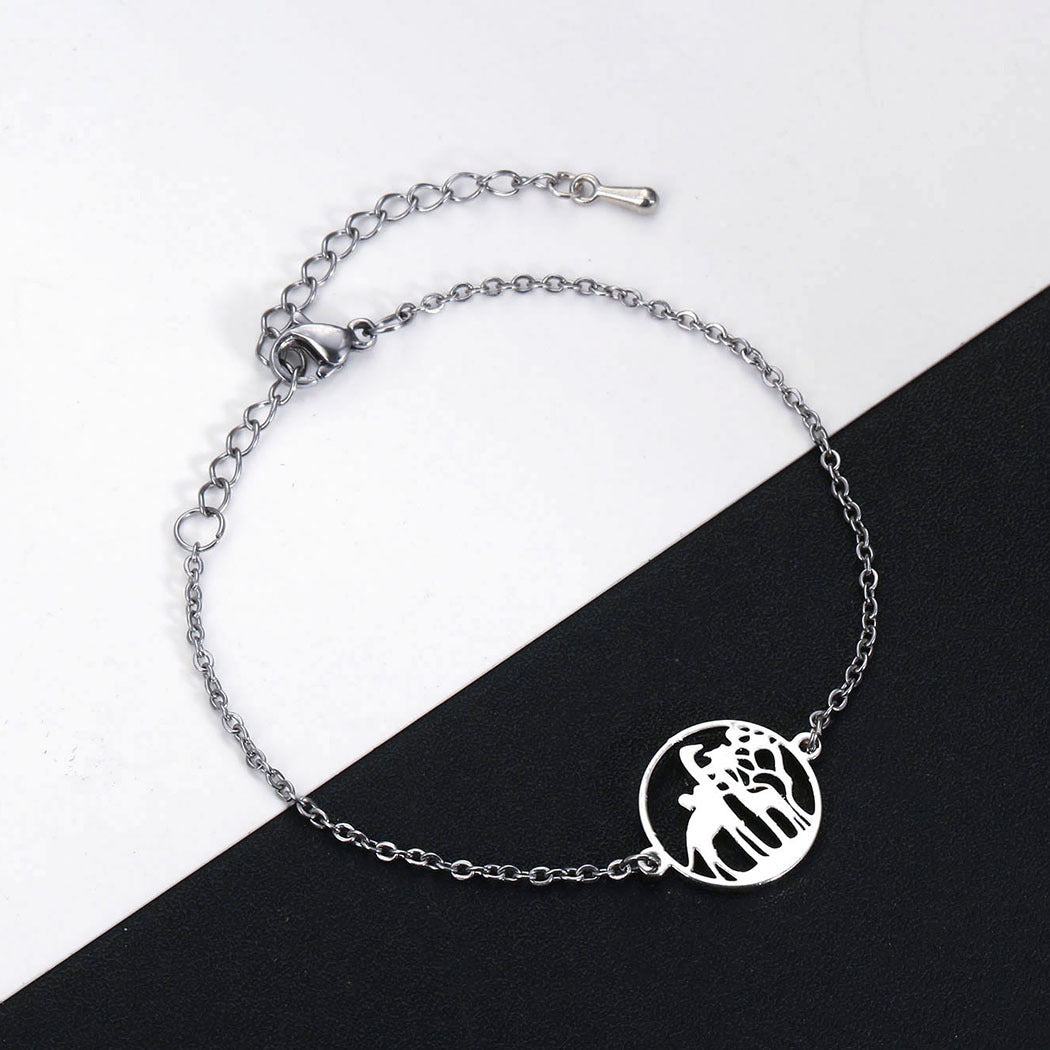 Geometric Mother And Baby Giraffe Bracelet