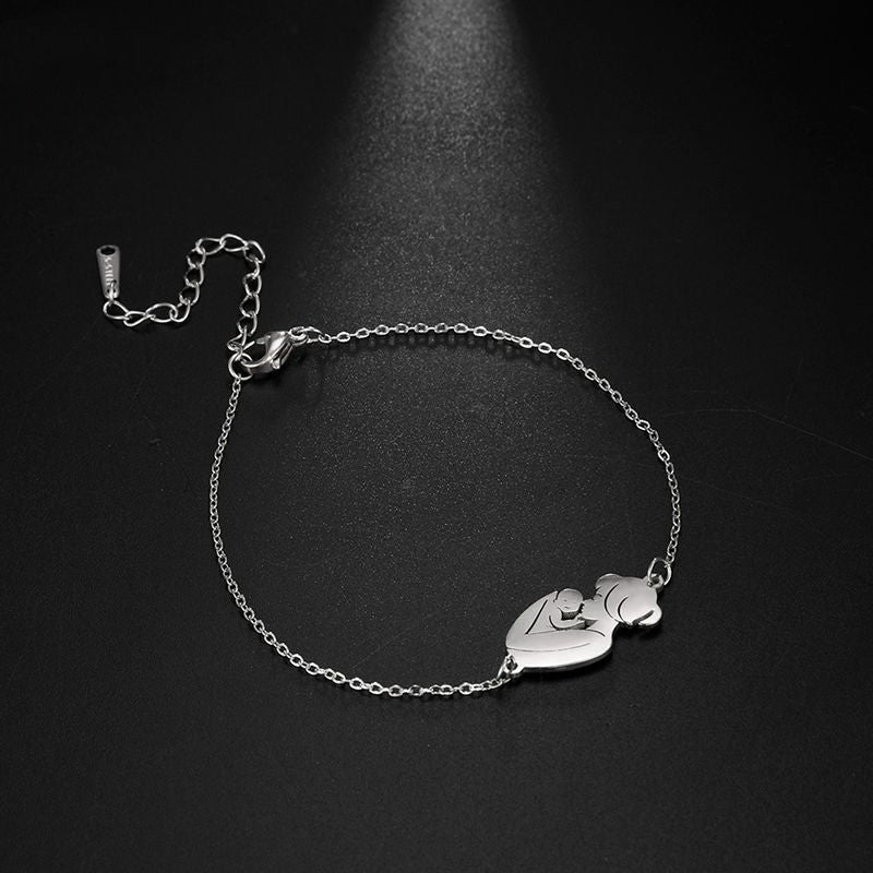 Mother And Baby Women's Stainless Steel Gold Plated Bracelet