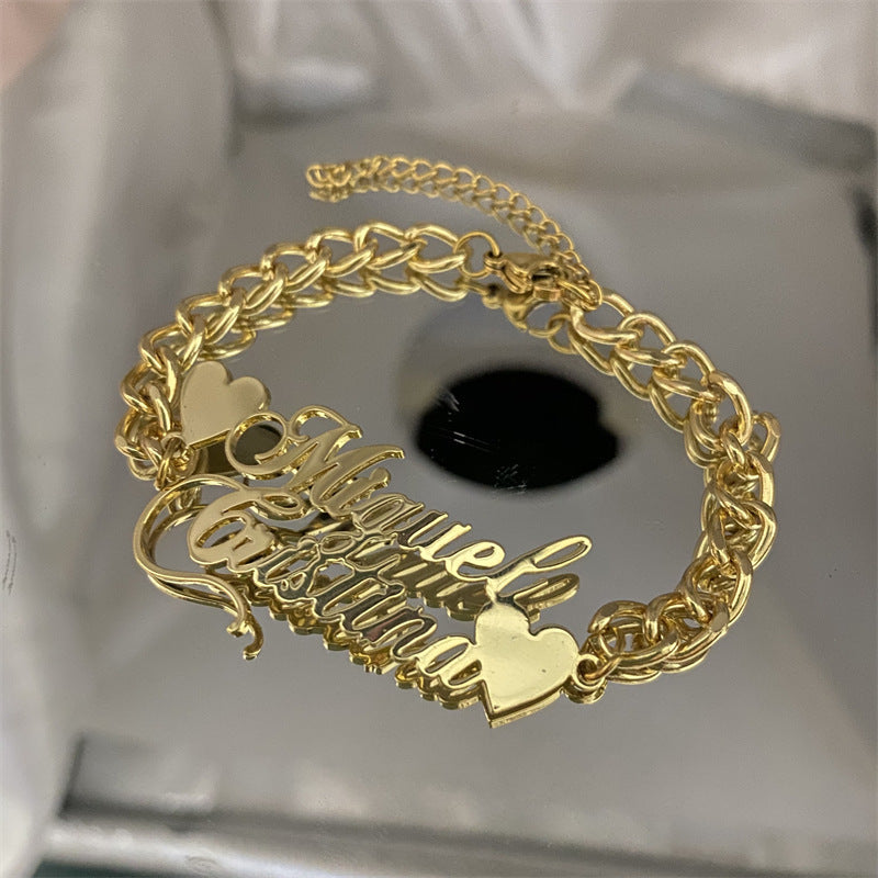 DIY Stainless Steel English Name Bracelet For Women