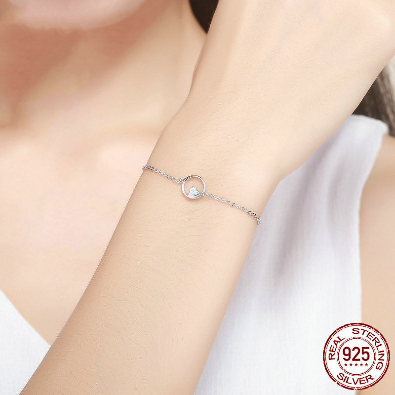 Simple And Simple Sweetheart Baby S925 Sterling Silver Female Bracelet