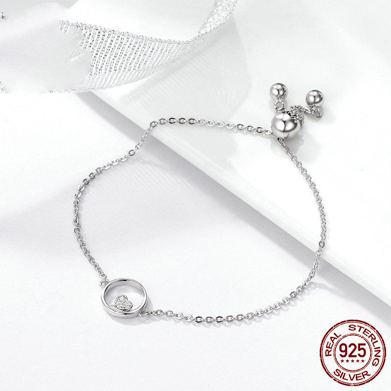 Simple And Simple Sweetheart Baby S925 Sterling Silver Female Bracelet