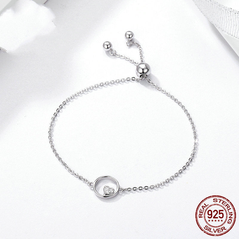 Simple And Simple Sweetheart Baby S925 Sterling Silver Female Bracelet