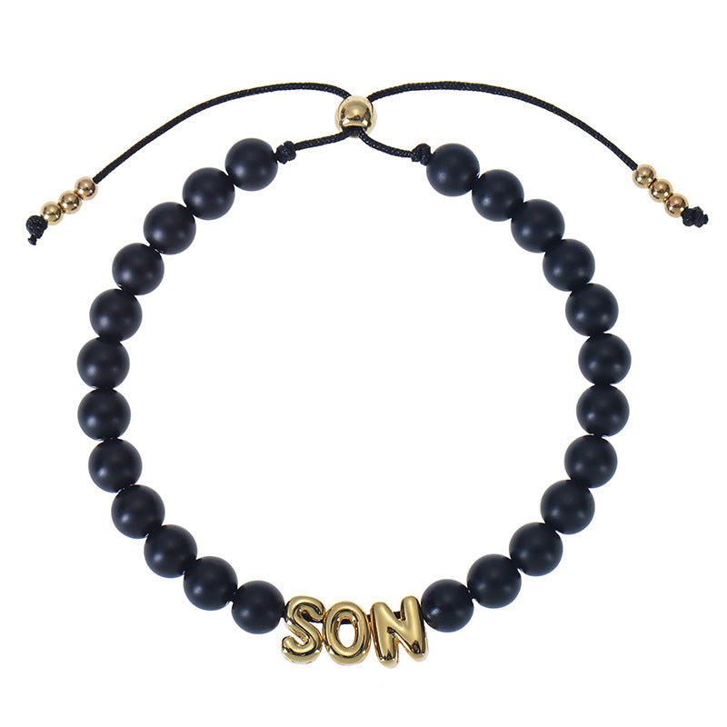 DIY Bubble Letter Bracelet Natural Stone Name Bracelet