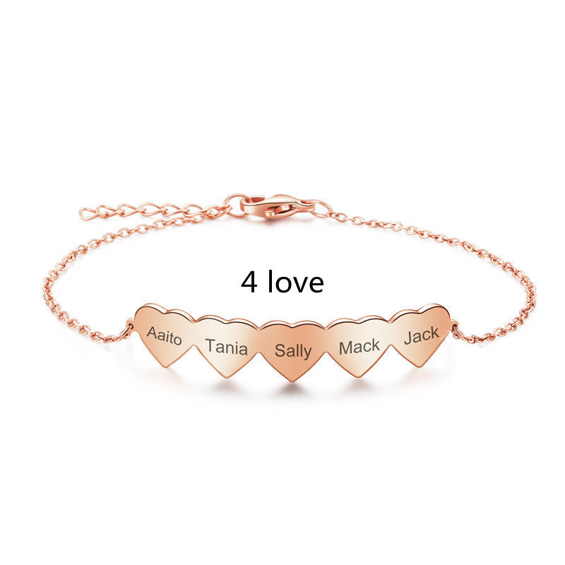 Ladies Glossy Titanium Steel Engraved Name Bracelet