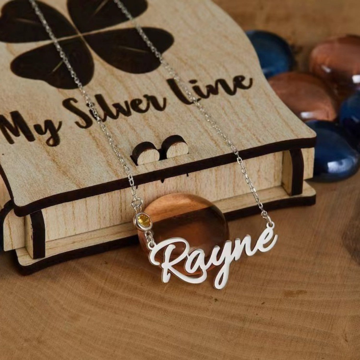 DIY Birth Stone Personalized Stainless Steel Necklace