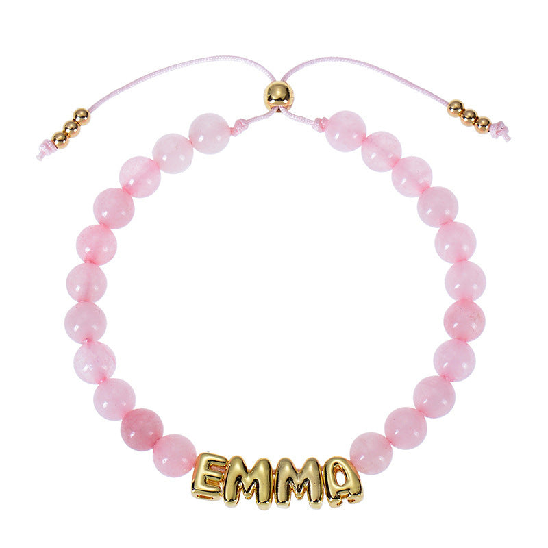 DIY Bubble Letter Bracelet Natural Stone Name Bracelet