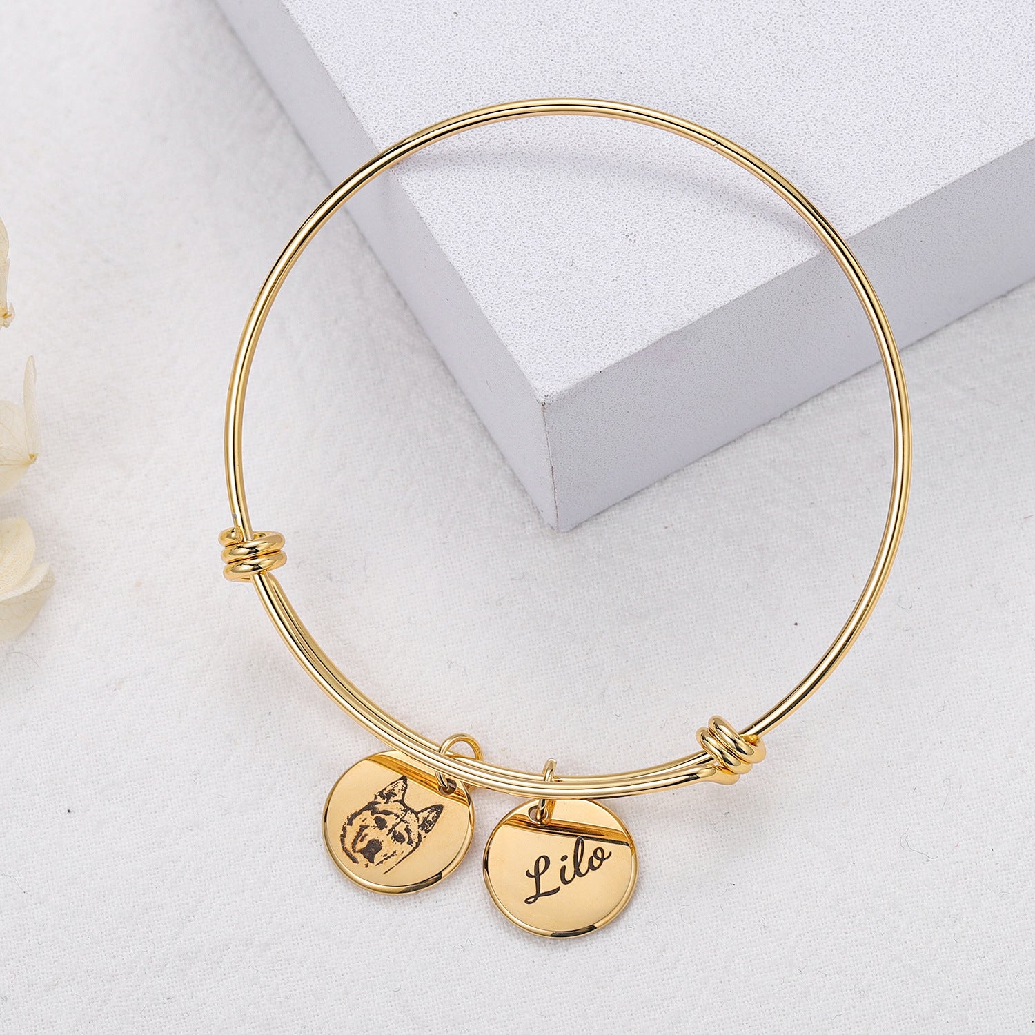 Pet Photo Disc Bracelet Ladies Kitten Name Pendant Bracelet
