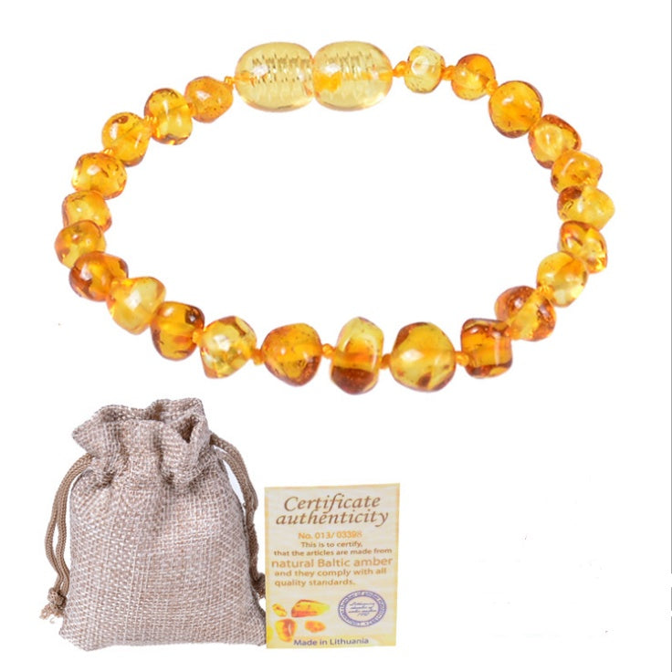 Baltic natural amber baby bracelet Infant child teething diy irregular amber bracelet