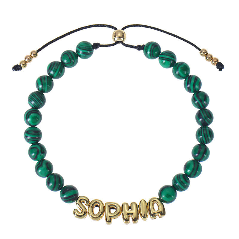 DIY Bubble Letter Bracelet Natural Stone Name Bracelet