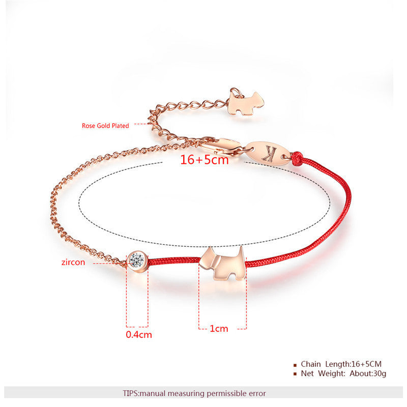 The birth year red rope bracelet dog year female zodiac dog sterling silver lucky hand rope zodiac couple bracelet pair simple