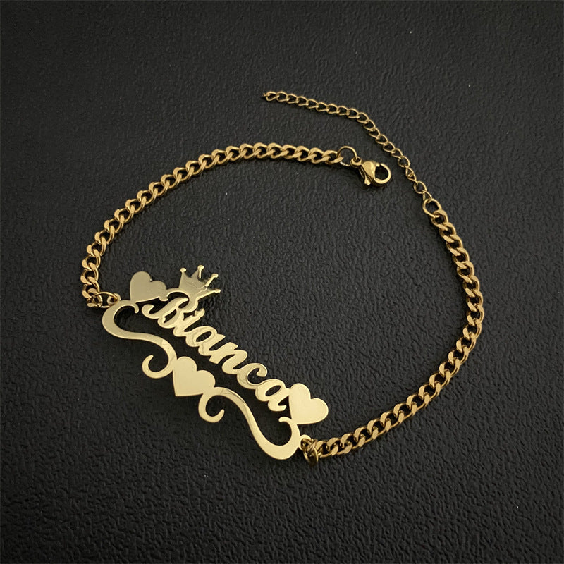 DIY Stainless Steel English Name Bracelet For Women