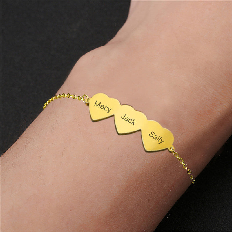Ladies Glossy Titanium Steel Customizable Name Bracelet
