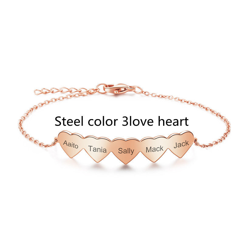 Ladies Glossy Titanium Steel Engraved Name Bracelet