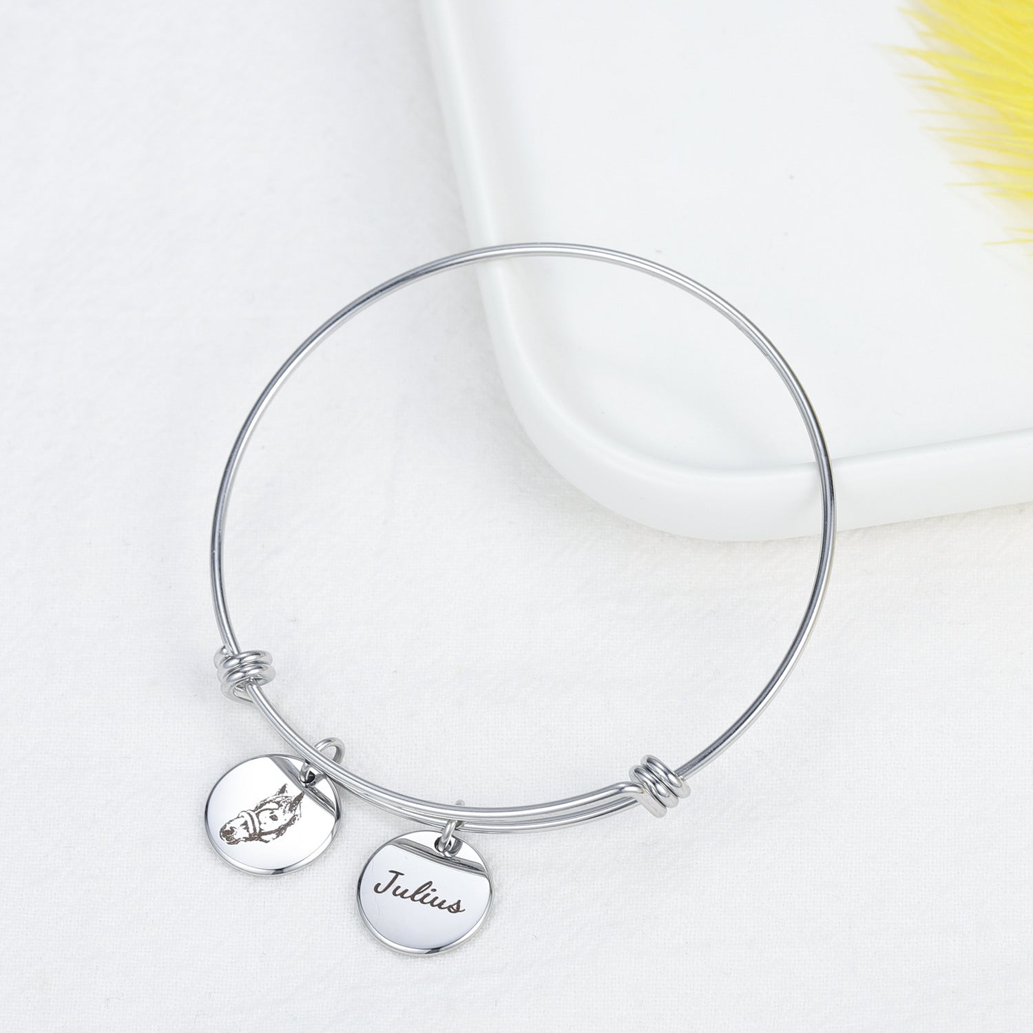 Pet Photo Disc Bracelet Ladies Kitten Name Pendant Bracelet