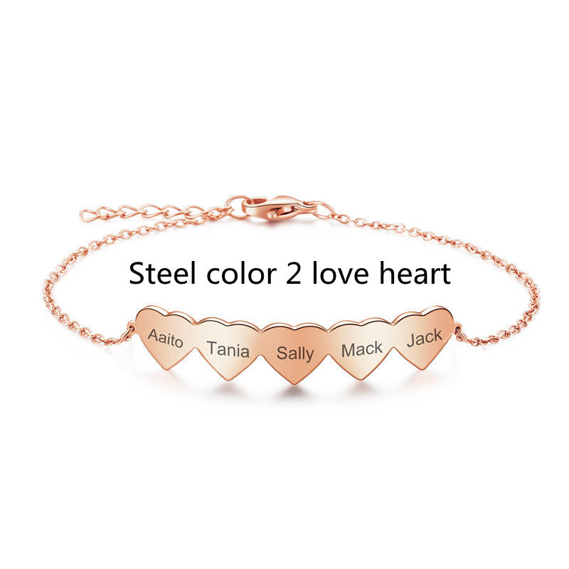 Ladies Glossy Titanium Steel Engraved Name Bracelet