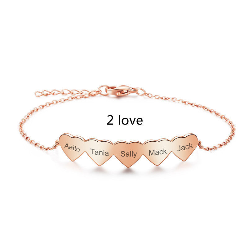 Ladies Glossy Titanium Steel Engraved Name Bracelet