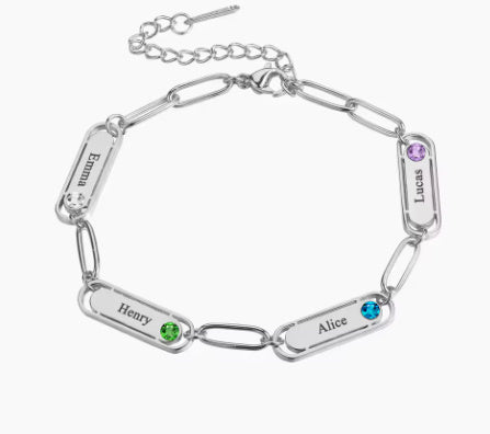 Custom Name Bracelet With Birthstone Personalized