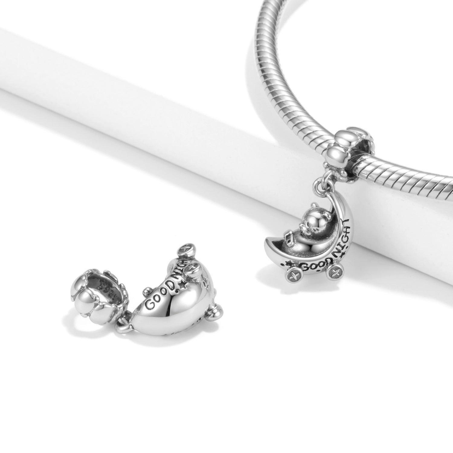 Baby Bear Stroller Beads Puppet Bear Series S925 Silver Female Bracelet Necklace Diy Pendant