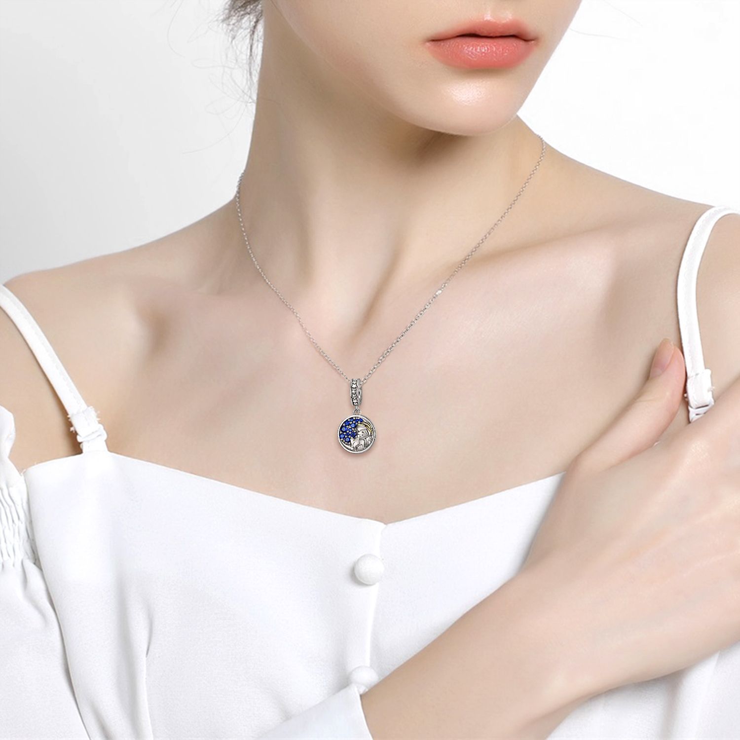 Sleeping Baby Pendant 925 Sterling Silver Mother's Day Necklace Bracelet Diy Accessories Beads