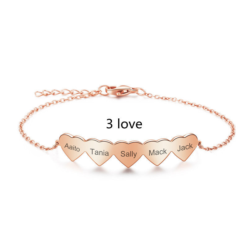 Ladies Glossy Titanium Steel Engraved Name Bracelet