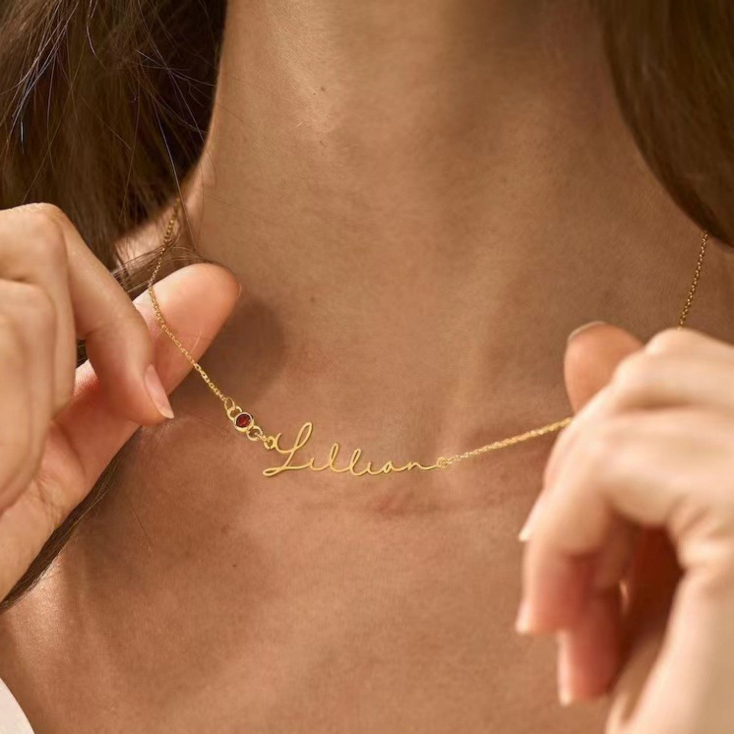 DIY Birth Stone Personalized Stainless Steel Necklace