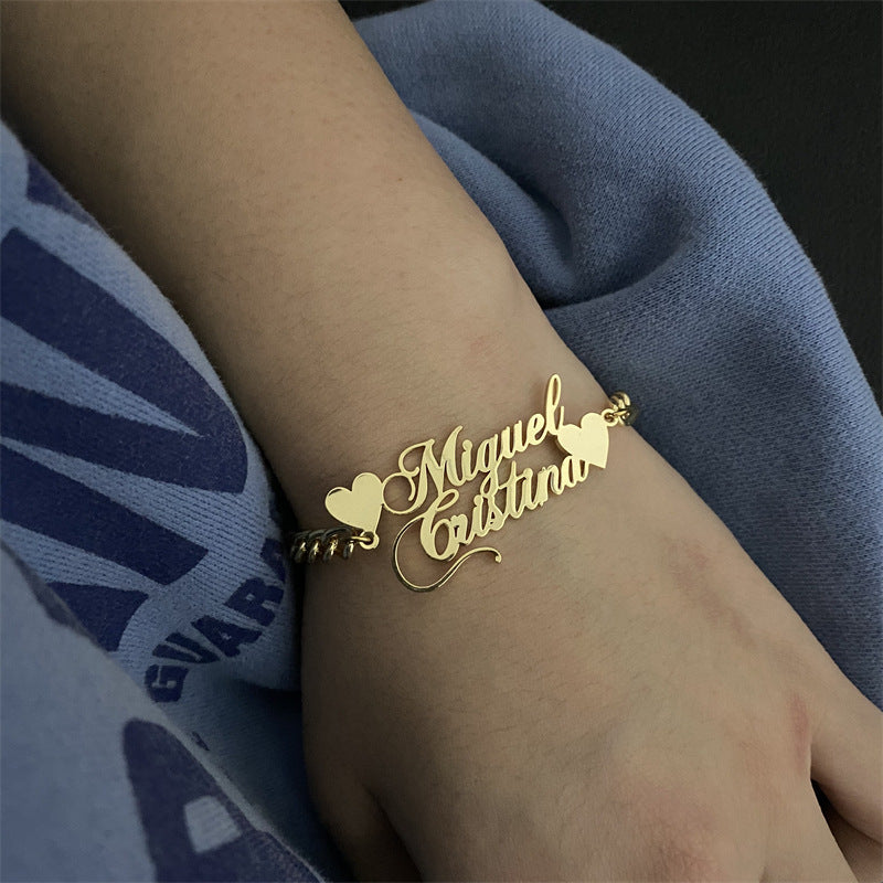 DIY Stainless Steel English Name Bracelet For Women
