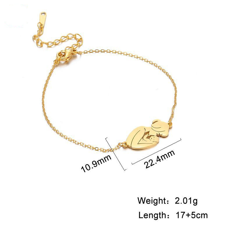 Mother And Baby Women's Stainless Steel Gold Plated Bracelet